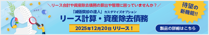 リース計算・資産除去債務 （「減価償却の達人」カスタマイズオプション）