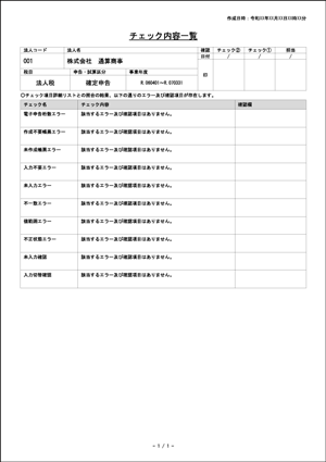 ステップ4．チェック内容一覧が生成される